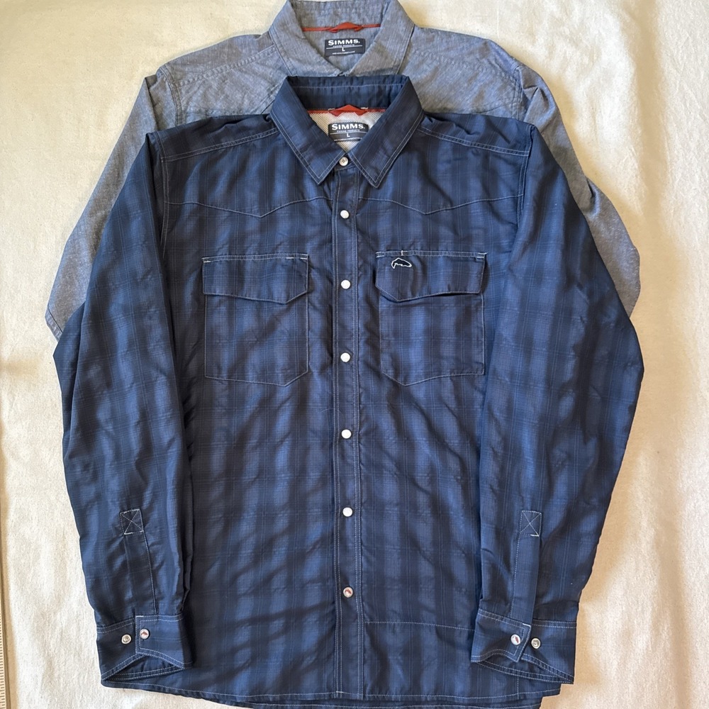 Simms Fishing Shirt Lot Mens L Pearl Snap 1 Vented 1 Not Lot Of 2